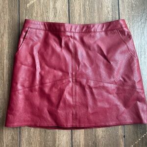 Elegant Faux Red Leather Mini Skirt